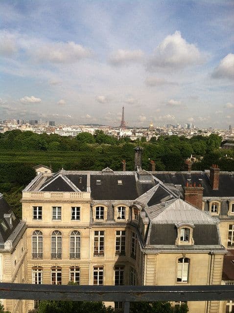 Picture of the Paris skyline, with the Eiffel tower in the background
